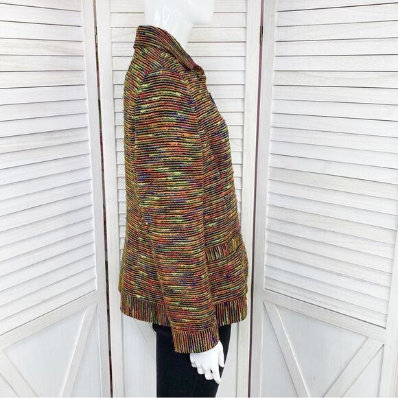 Lee Dong Soo Space Dye Chenille Full Zip Blazer Jacket Yellow Multi Large - Picture 3 of 16